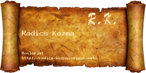 Radics Kozma névjegykártya